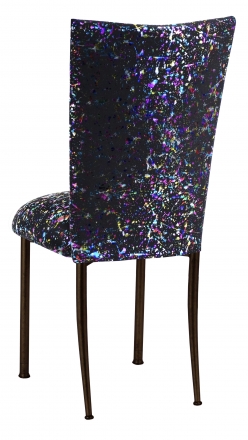 Black Paint Splatter Chair Cover and Cushion on Brown Legs (1)