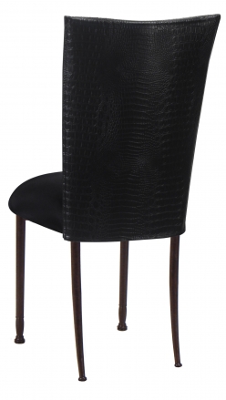 Matte Black Croc Chair Cover with Black Stretch Knit Cushion on Mahogany Legs (1)