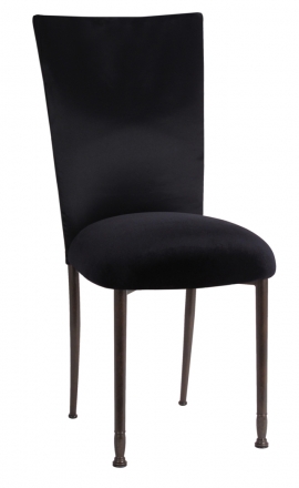Black Swirl Velvet Chair Cover with Black Velvet cushion on Mahogany Legs (2)