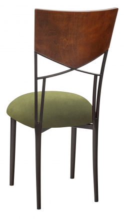 Butterfly Woodback Chair with Olive Velvet Cushion on Brown Legs (1)