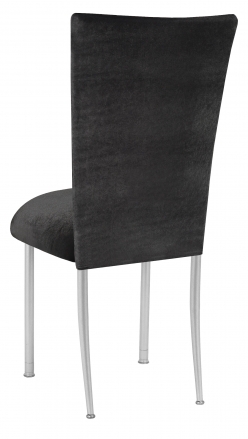 Charcoal Velvet Chair Cover on Silver Legs (1)