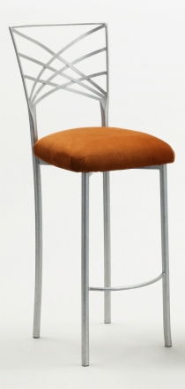 Silver Fanfare Barstool with Copper Suede Cushion (2)