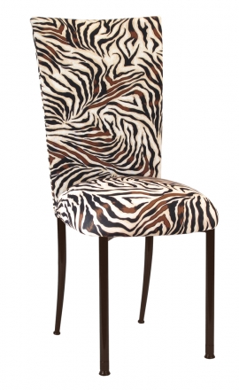 Zebra Stretch Knit Chair Cover and Cushion on Brown Legs (2)