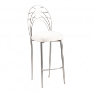 Silver Piazza Barstool with Ivory Stretch Knit Cushion (2)