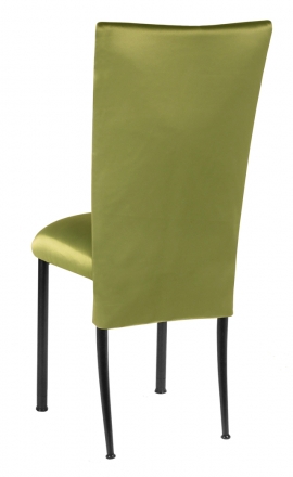 Lime Satin 3/4 Chair Cover and Cushion on Black Legs (1)