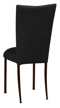 Black Velvet Chair Cover and Cushion on Brown Legs (1)