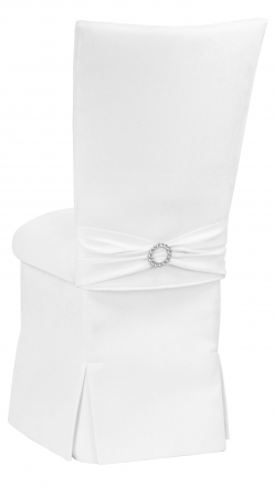 White Suede Chair Cover, Jewel Belt, Cushion and Skirt (1)