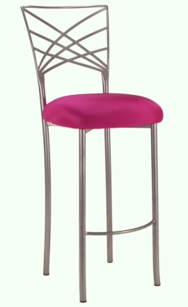 Silver Fanfare Barstool with Hot Pink Stretch Knit Cushion (2)