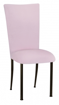 Soft Pink Velvet Chair Cover and Cushion on Brown Legs (2)