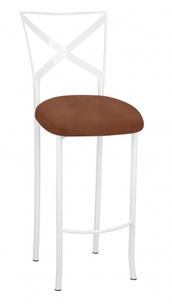 Simply X White Barstool with Cognac Suede Cushion (2)