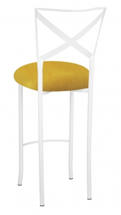 Simply X White Barstool with Canary Suede Cushion (1)