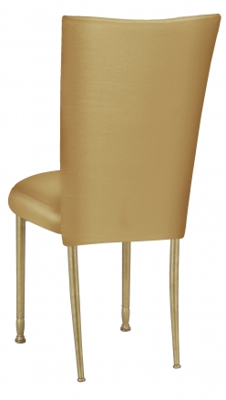 Gold Taffeta Chair Cover with Boxed Cushion on Gold Legs (1)