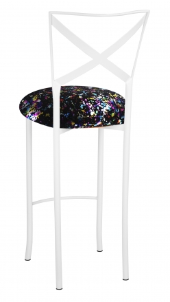 Simply X White Barstool with Black Paint Splatter Cushion (1)