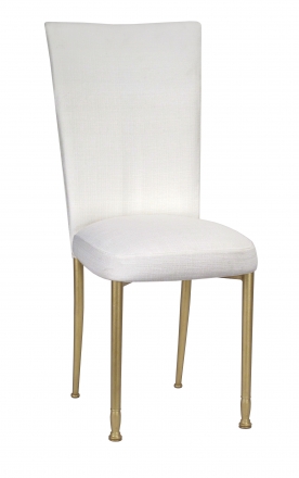 White Linette Chair Cover and Cushion on Gold Legs (2)