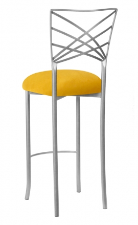 Silver Fanfare Barstool with Canary Suede Cushion (1)