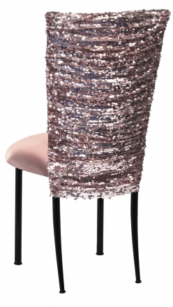 Blush Bedazzled Chair Cover and Blush Stretch Knit Cushion on Black Legs (1)