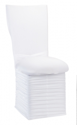 White Cowl Neck Chair Cover with Jewel Band, Cushion and Skirt (2)