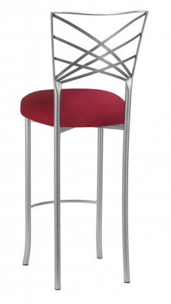 Silver Fanfare Barstool with Cranberry Stretch Knit Cushion (1)