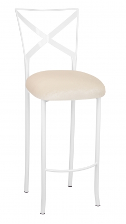 Simply X White Barstool with Ivory Velvet Cushion (2)