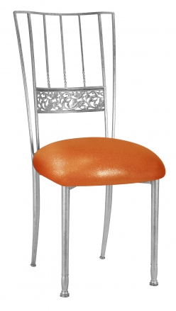 Silver Bella Fleur with Metallic Orange Stretch Knit Cushion (2)