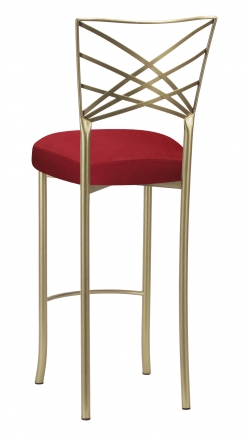 Gold Fanfare Barstool with Red Rhino Suede Boxed Cushion (1)
