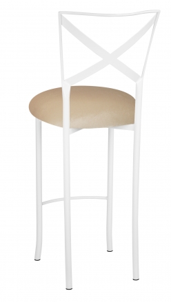 Simply X White Barstool with Champagne Velvet Cushion (1)