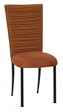 Chloe Copper Stretch Knit Chair Cover with Rhinestone Accent Band and Cushion on Black Legs (2)