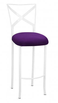 Simply X White Barstool with Plum Stretch Knit Cushion (2)