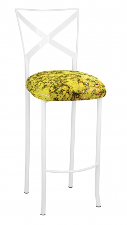 Simply X White Barstool with Yellow Paint Splatter Cushion (2)