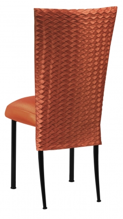 Orange Taffeta Scales 3/4 Chair Cover with Boxed Cushion on Black Legs (1)