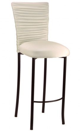 Chloe Ivory Stretch Knit Barstool Cover and Cushion on Brown Legs (2)