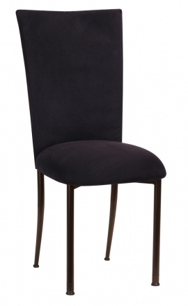 Black Suede Chair Cover and Cushion on Brown Legs (2)