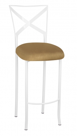 Simply X White Barstool with Camel Suede Cushion (2)