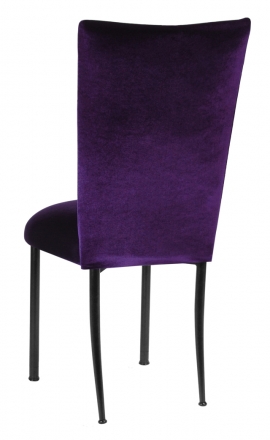 Deep Purple Velvet Chair Cover and Cushion on Black Legs (1)