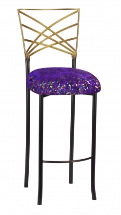 Two Tone Fanfare Barstool with Purple Paint Splatter Knit Cushion (2)