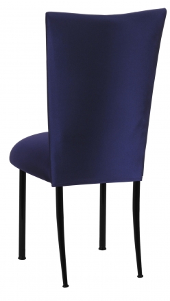 Navy Stretch Knit Chair Cover with Cushion on Black Legs (1)