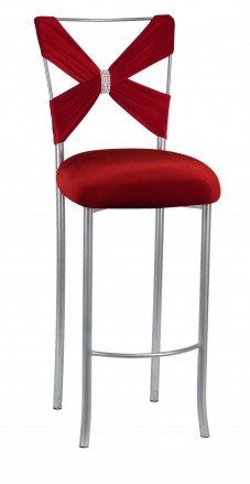 Simply X Barstool with Red Velvet Criss Cross and Rhinestone Accent (2)