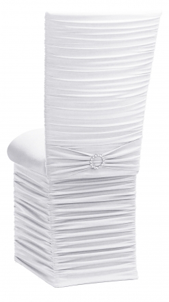 Chloe White Stretch Knit Chair Cover with Jewel Band, Cushion and Skirt (1)