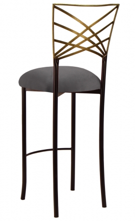 Two Tone Gold Fanfare Barstool with Charcoal Suede Cushion (1)
