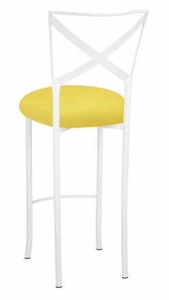 Simply X White Barstool with Bright Yellow Stretch Knit Cushion (1)