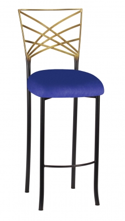Two Tone Fanfare Barstool with Royal Blue Knit Cushion (2)