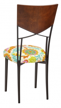 Butterfly Woodback Chair with Floral Bloom Boxed Cushion on Brown Legs (1)