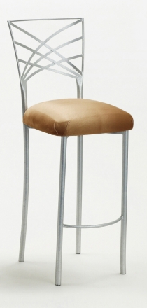 Silver Fanfare Barstool with Camel Suede Cushion (2)