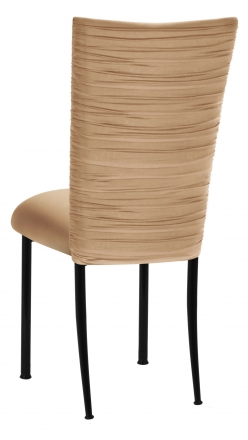 Chloe Beige Stretch Knit Chair Cover and Cushion on Black Legs (1)