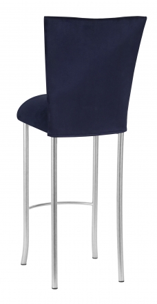 Navy Blue Suede Barstool Cover and Cushion on Silver Legs (1)