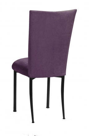 Lilac Suede Chair Cover and Cushion on Black Legs (2)