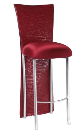 Red Croc Barstool Jacket with Cranberry Stretch Knit Cushion on Silver Legs (2)
