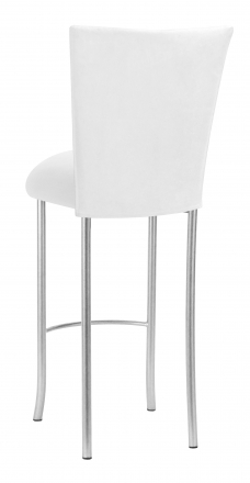 White Suede Barstool Cover and Cushion on Silver Legs (1)