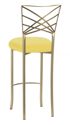 Gold Fanfare Barstool with Bright Yellow Velvet Cushion (1)