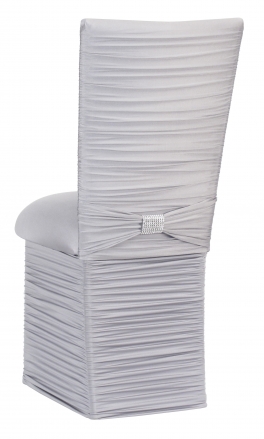 Chloe Silver Stretch Knit Chair Cover with Rhinestone Accent Band, Cushion and Skirt (1)